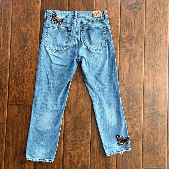 Lucky Bridgette high rise slim straight jean w butterfly embroidery 4 - Picture 3 of 13